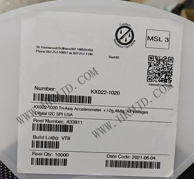 運動傳感器_KX022-1020_加速計 X，Y，Z 軸 ±2g，4g，8g 0.39Hz ~ 800Hz 12-LGA