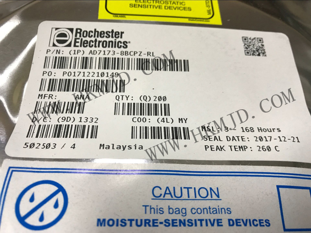 AD7173-8BCPZ：8/16通道、31.25kSPS、24位Σ-Δ型ADC