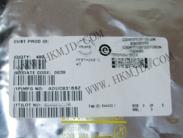 ADUC831BSZ：具有嵌入式62 KB閃存MCU的MicroConverter?、12位ADC和DAC