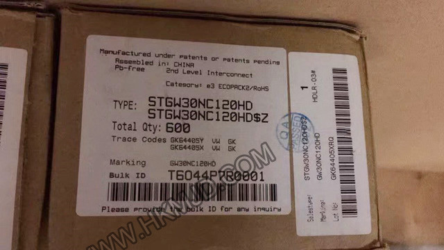 ST TO-247-3 | STGW30NC120HD：N溝道1200 V、30 A超快PowerMESH IGBT