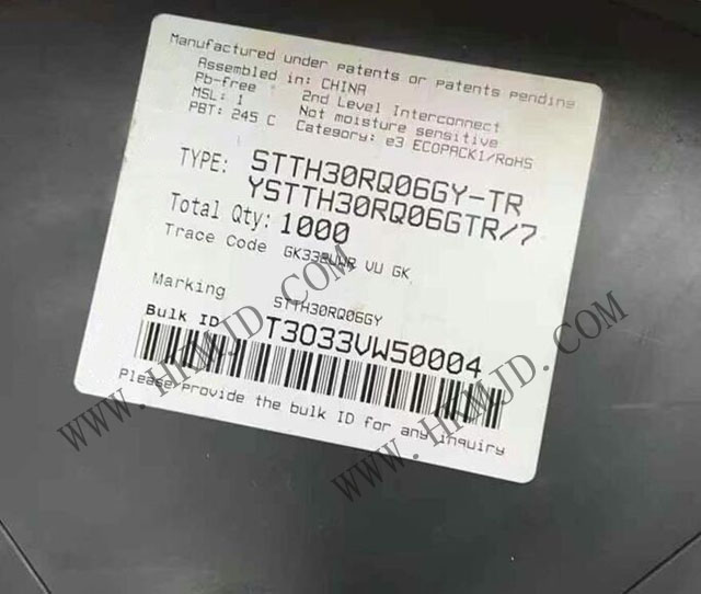 供應(yīng) STTH30RQ06GY 一款汽車級 600V、30A 超快軟恢復(fù)二極管