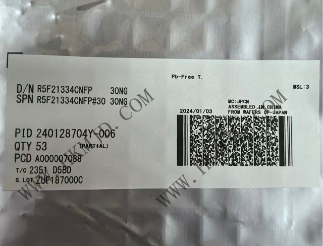 瑞薩電子【MCU芯片】R5F21334CNFP 16位微控制器，采用R8C CPU內(nèi)核
